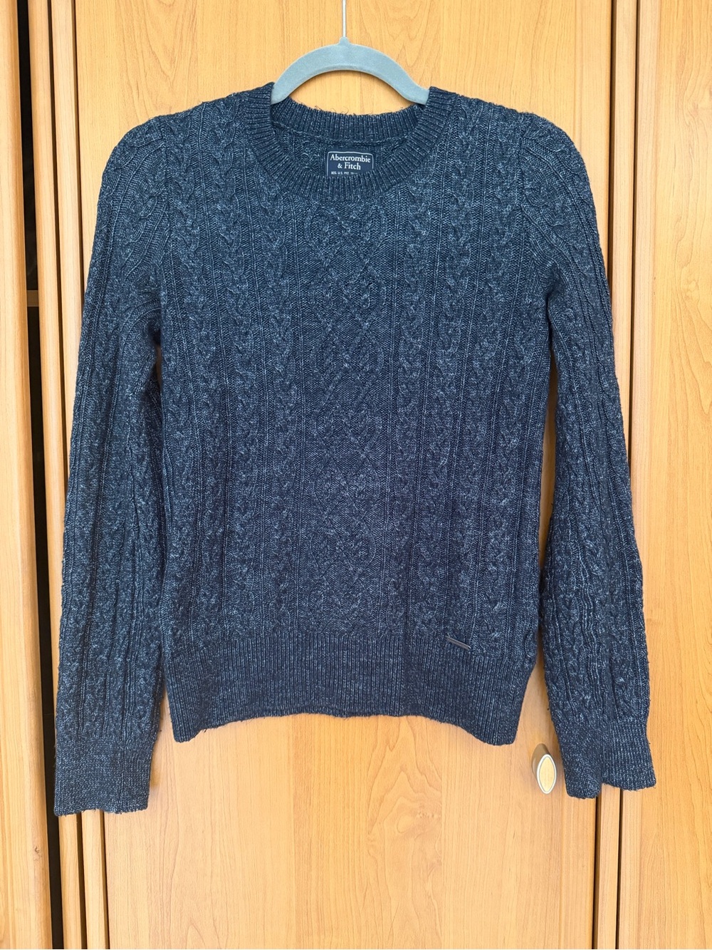 Abercrombie Cable Knit Crewneck Sweater Navy Blue Size S